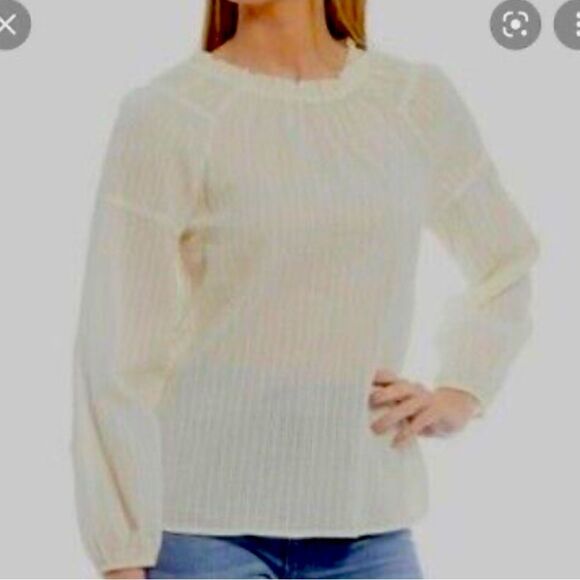 Chelsea & Violet Cream Boho blouse Bow Large Toasted Ivory Spring - Picture 8 of 8